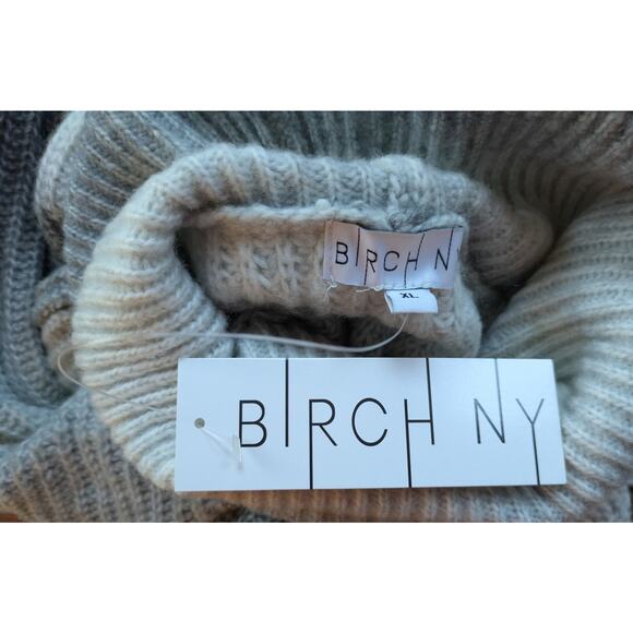 New Birch NY Turtleneck Sweater XL Gray White Ombre Gradient Cozy Classic Basics - Picture 8 of 9